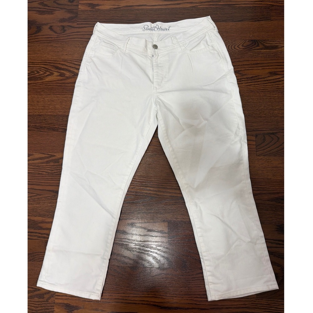 Old Navy Sweetheart White Cropped Straight Leg Jeans Womens Size 8 Stretch Denim